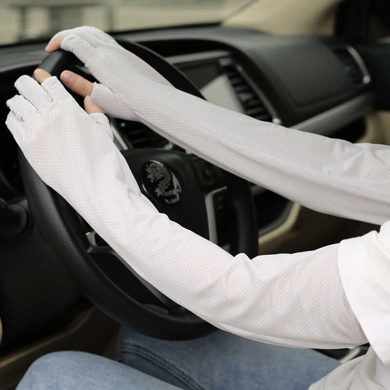 

Защита от солнца Длинные перчатки с открытыми двумя пальцами Летние нарукавники для пары Женские ледяные шелковые накладки на руки Нарукавники Дышащие Тонкие Мужские Gray One size