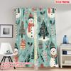 2pcs 2D Flat Printing Happy Christmas Scene Curtains Christmas Snowman Trees Candy Digital Printed Polyester Drapes Holiday