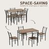 Five-Piece Minimal Dining Set - Oak-Effect/Black