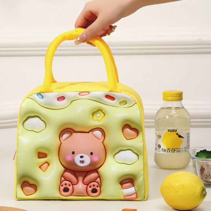 Tegneserie Barn Barn Bento Pose Oxford Aluminiumfolie Termiske Poser For Jenter Isolering Vanntett Matboks Skole Kontor Piknik