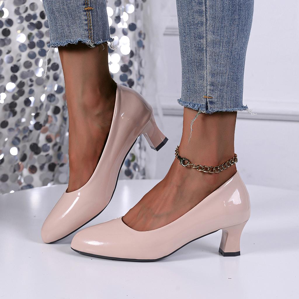 Fashion Slip-on Women's Shoes 2024 Autumn Style Shallow Comfortable Work Shoes Casual Fashion High Heels Large Size 34-43 Tacones Mujer