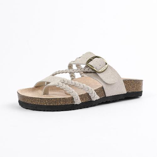 Fashion Women Sandals Beach Flip Flops Soft Suede Insole Adjustable Strap Slip On Comfortable Casual Fashionable Summer Shoes