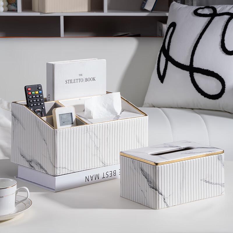 Molona Leather Desktop Organizer Set with Tissue Box