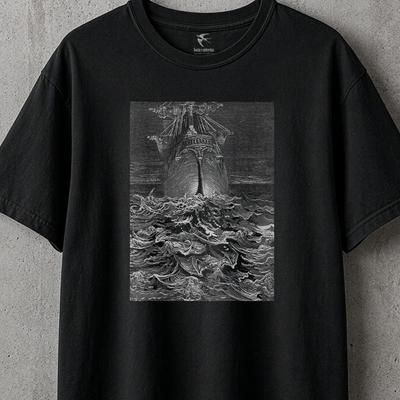 Rime of the Ancient Mariner T-shirt - Gustave Dore Art Print - Nautical Dark Academia Unisex Tshirt