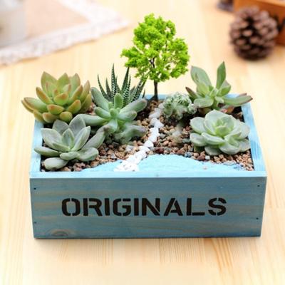 Wooden Succulents Planter Box Desktop Storage Box Retro Rustic Plant Container for Micro Landscape