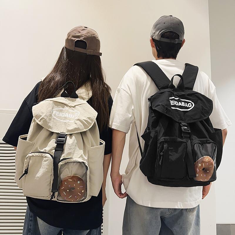 Women Solid Color Backpack Men Lightweight Travel Bag Large Capacity Backpack