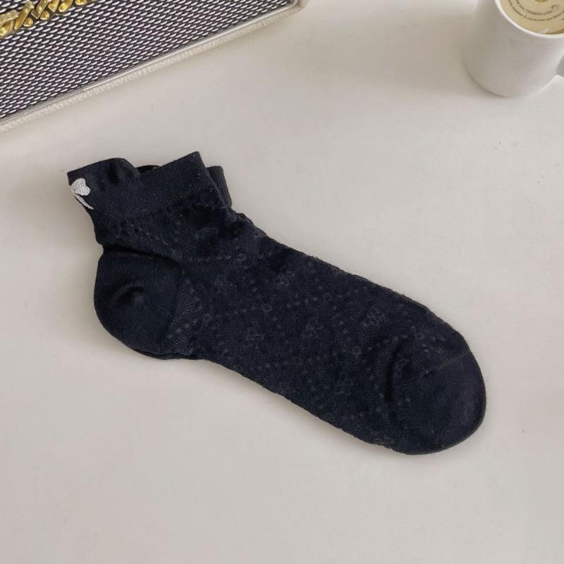Women's Summer Thin Sweet Heel Embroidered Bow Breathable Boat Socks