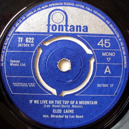 

7inch Record CLEO LAINE - If We Lived On The Top Of A Mountai TF622 Fontana 1965 UK Jazz Used