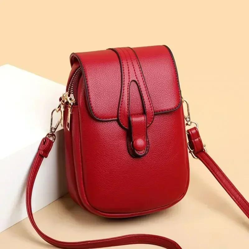 Vintage-Mode Kleine Schultertaschen für Frauen Retro PU Leder Crossbody Telefon Messenger Bag Handtasche Beutel Geldbörsen und Handtaschen