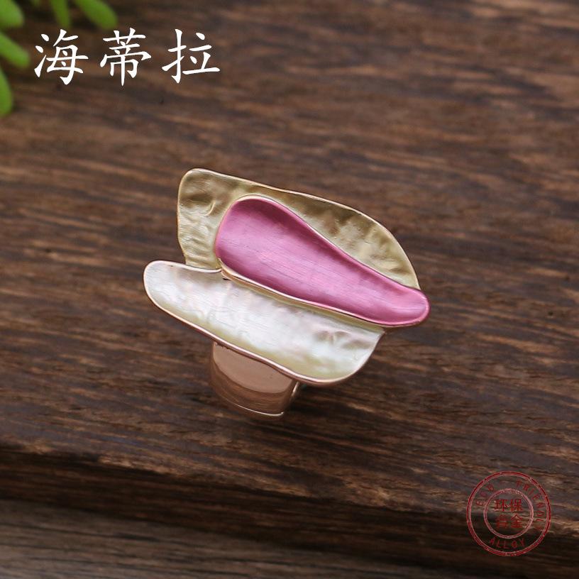 Enamel Geometric Elastic Ring Exaggerated Personality Styling Women's High-end Alloy Ring