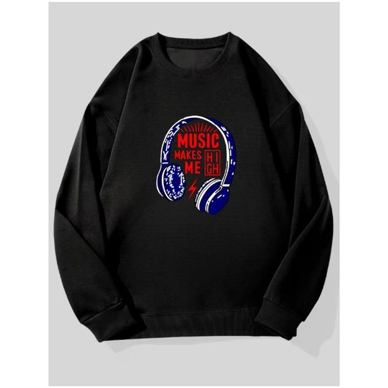 Men's Hoodless Sweatshirt Loose Fit Round Neck Long Sleeve Casual Pullover for Autumn Winter, Soft Comfortable Versatile Casual Attire