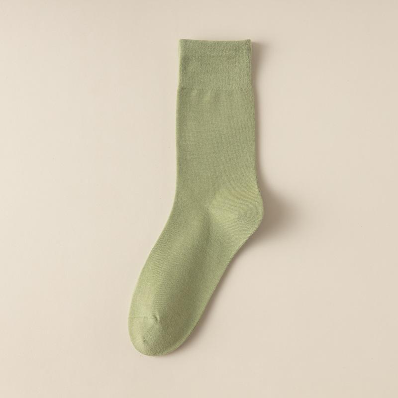 

5 пар женских хлопковых носков однотонные носки средней длины универсальные носки с махрой без пятки не спадающие женские носки 5pairs зелёный