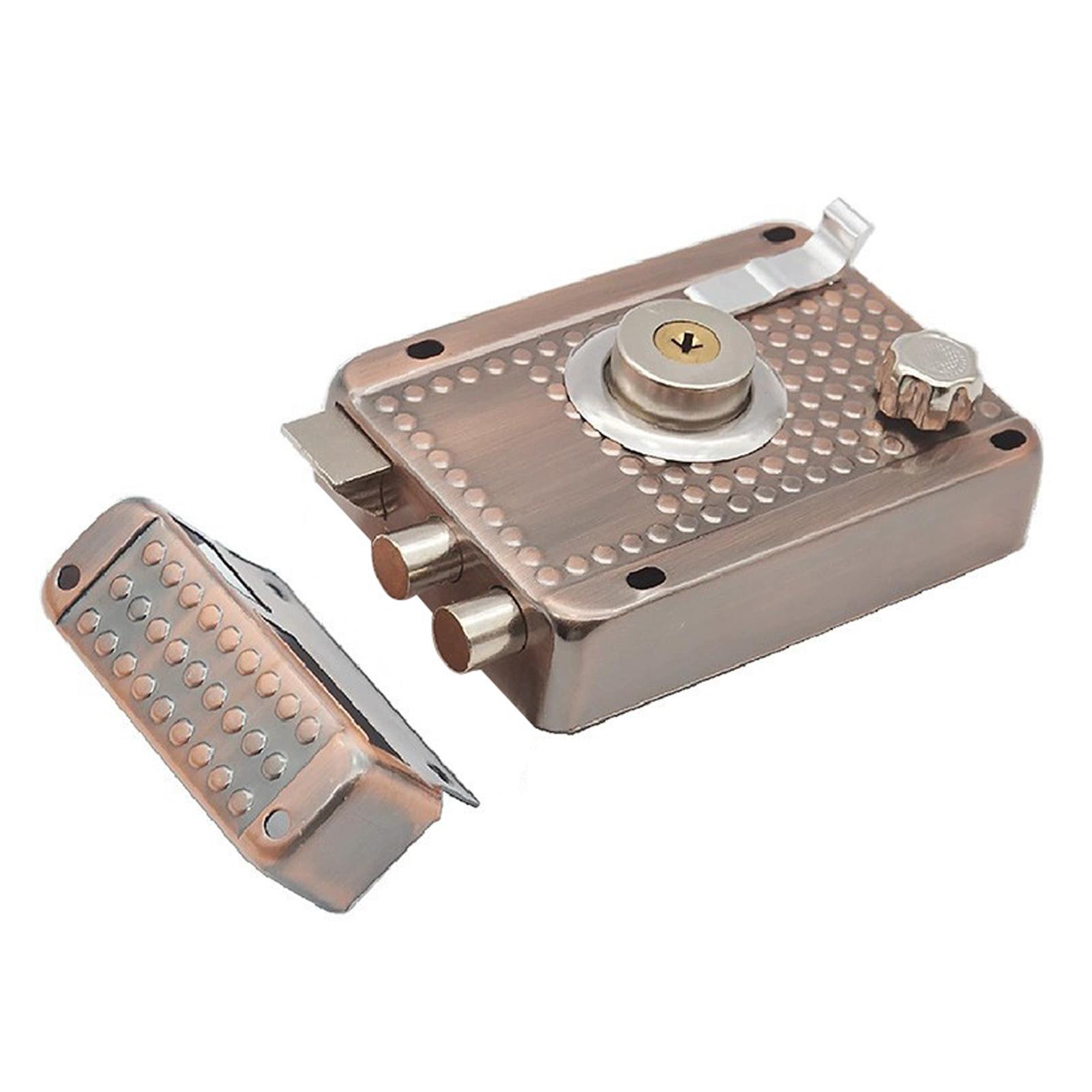 

New Exterior Stainless Steel Door Locks Security Anti-theft Lock Multiple Insurance Wood Gate Lock with Keys Furniture Hardware
