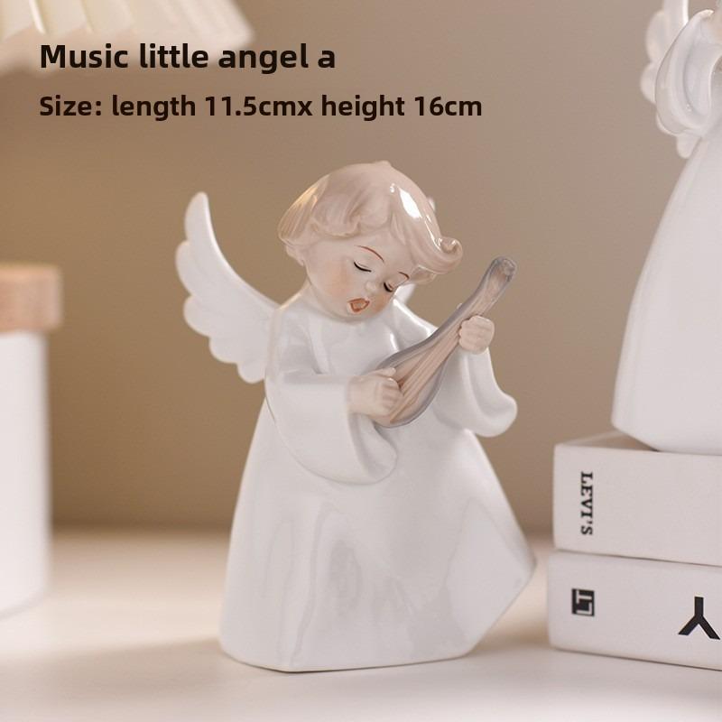 White Ceramic Little Angel Singing Group Ornaments Holiday Home Decor Gifts for Christmas and Other Festivals