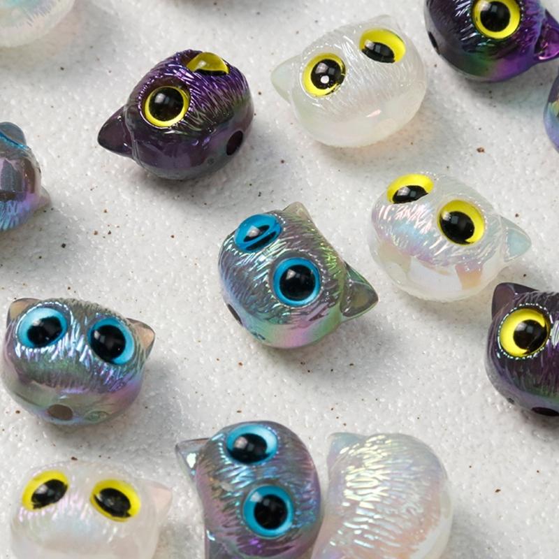 Cat Spacers Beads Animal Head Loose Beads for Earring Bracelet Necklace Jewelry Making Acrylic Colorful Cat Bead DIY Art