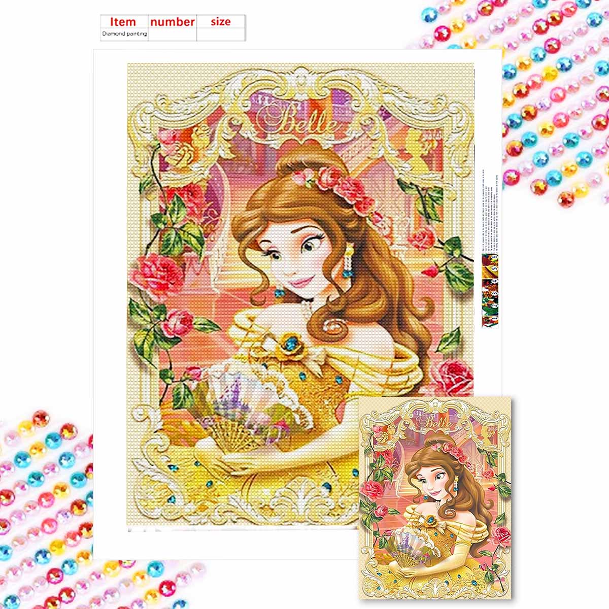 

5D Diy Diamond Painting The Fan and The Princess Full Drill Rhinestones Mosaic Embroidery Handmade Products Home Decor Gift Round 20x30cm