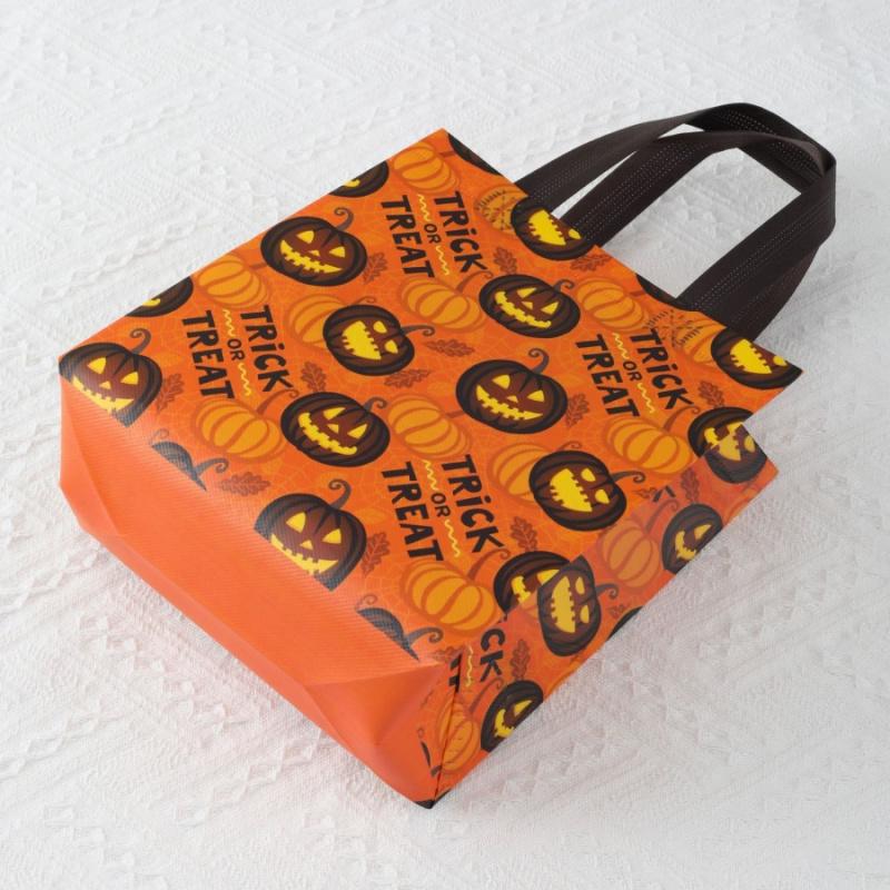 1/2pcsHalloween Gift Bag Pumpkin Tote Bag Party Candy Bag Foldable Non-Woven Shopping Bag Chocolate Snack Storage Bag