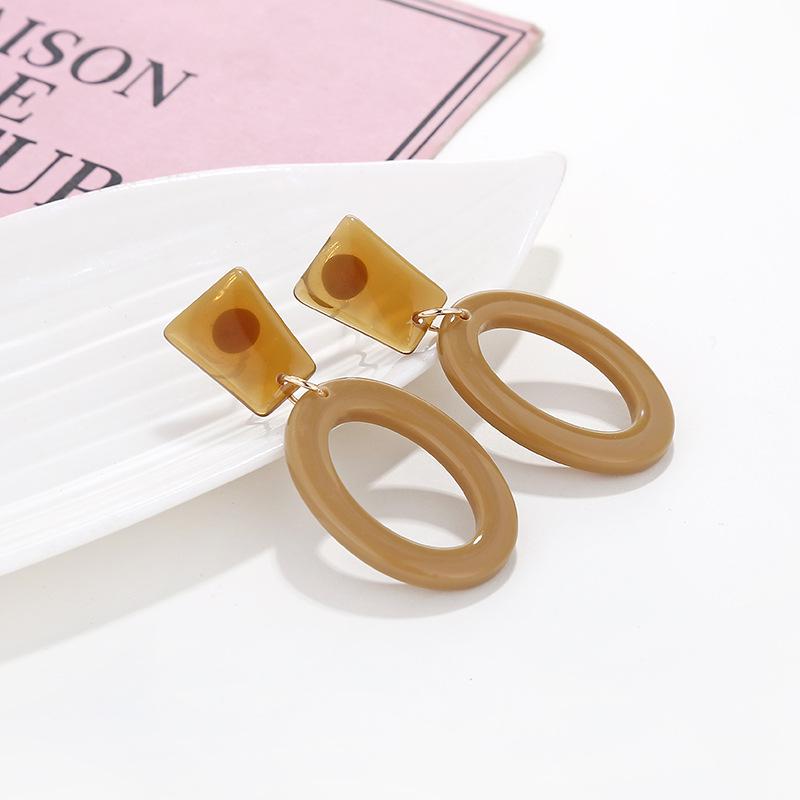 Retro Fashion Simple Acrylic Earrings Geometric Elliptical Pendant Earrings
