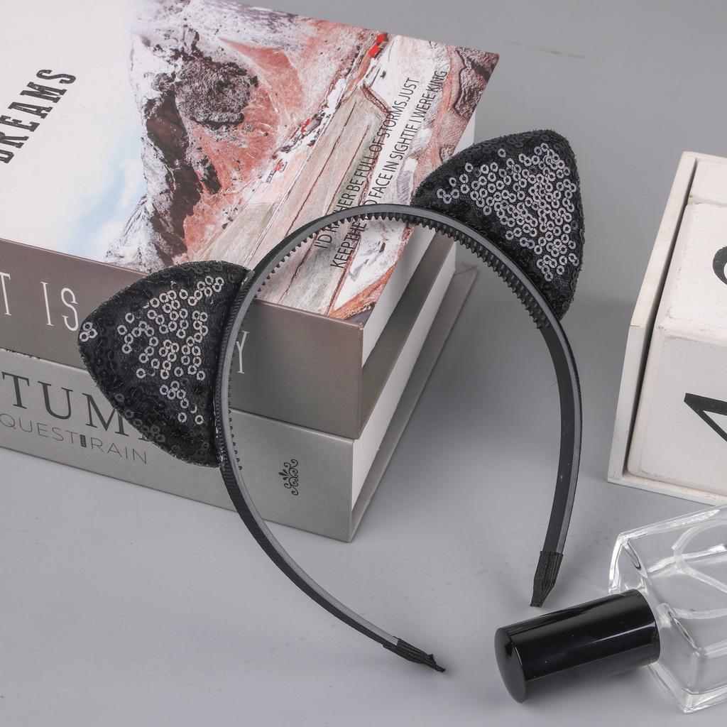 1PC Sequin Cat Ear Headbands Girls Party Hairbands Cute Glitter Cat Ear Hairband Kitty Headbands Kids Party Hair Accessories