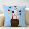 Housse de Coussin Série Bull Terrier Dessin Animé Lin Naturel Tissu Biologique Impression Double Face Décoration de Chambre Canapé Housse de Coussin