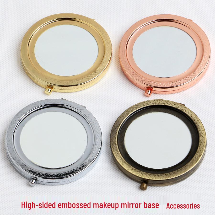 Embossed Double-Sided Pocket Makeup Mirror: Folding Portable High-Definition Handheld Mirror