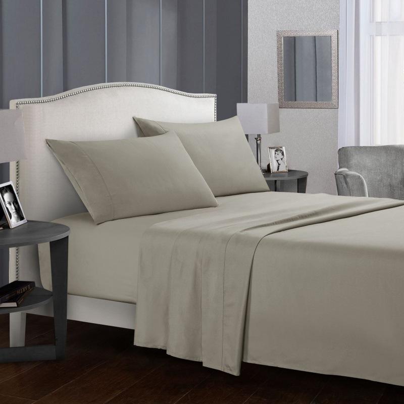 Solid Color Bed Linen Set Sheets Full Sets Mattress Cover Flat And Fitted Sheet With Pillowcases Twin Full Queen King Size