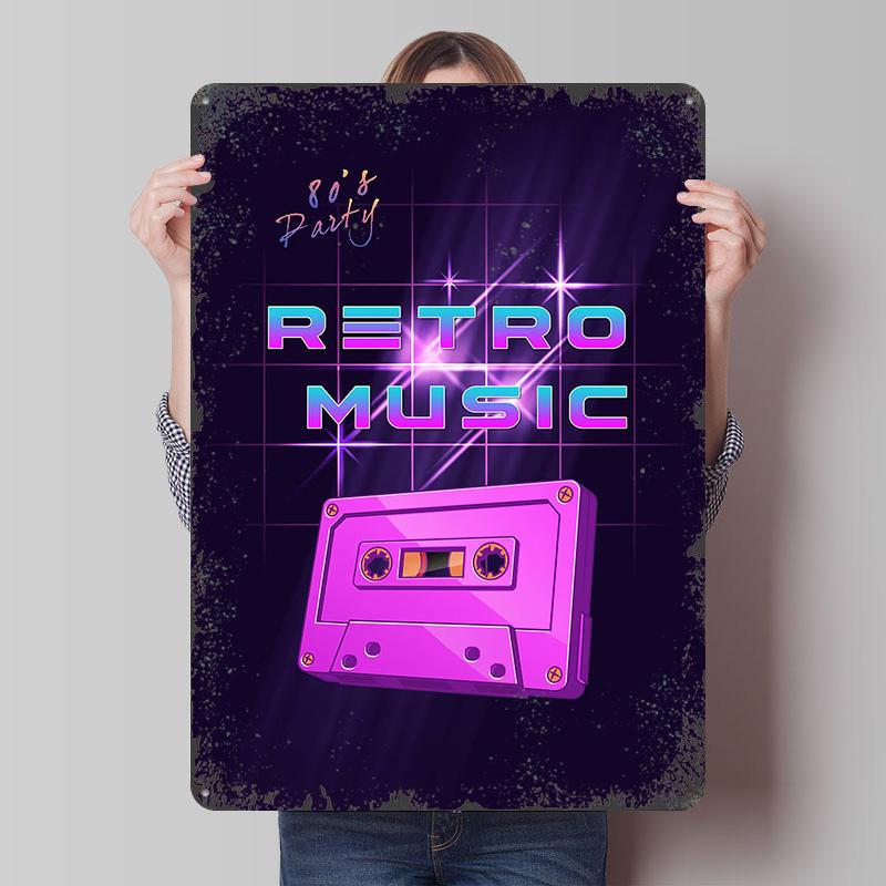 

Retro Music 80s Party Tinplate Poster Customized Wall Art Vintage Retro Metal Signs for Aesthetic Decoration Room House Decor 7.9x11.8In(20x30cm)