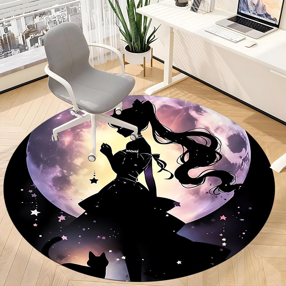 1pc Sailor Moon Office Round Area Rug, Under Office Chairs Bedroom Living Room Home Decor a0926166