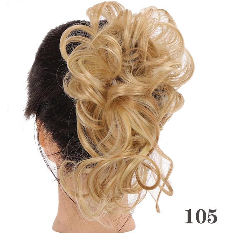 Synthetic Hair Chignons Messy Scrunchies Elastic Band Hair Bun Straight Updo Hairpiece Hair Extension for Women