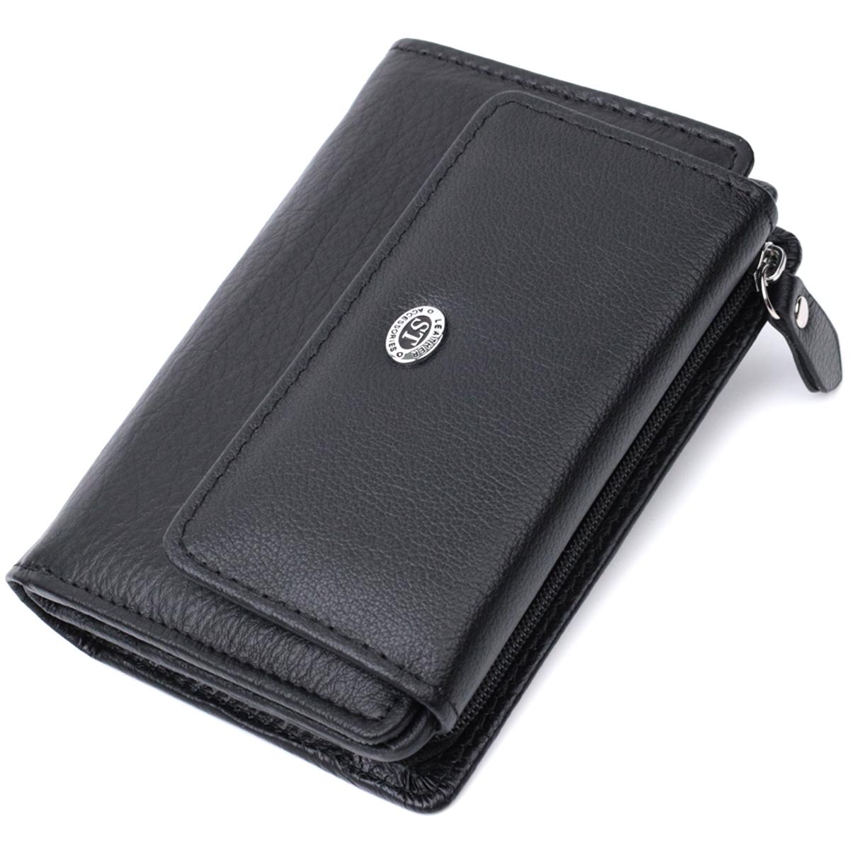 

Практичный кошелек с монетницей из натуральной кожи ST Leather 22740 Черный