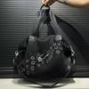 Women'S Personalized Mesh Oversized Tote Bag Large Pin Rivet Ring Shoulder Bag
