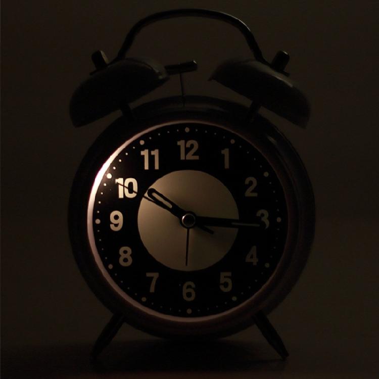 Heavy Sleepers Alarm Clock Green Fluorescent Display Quiet Mechanism Twin Bells Nightlight Included Bedroom Table Clock