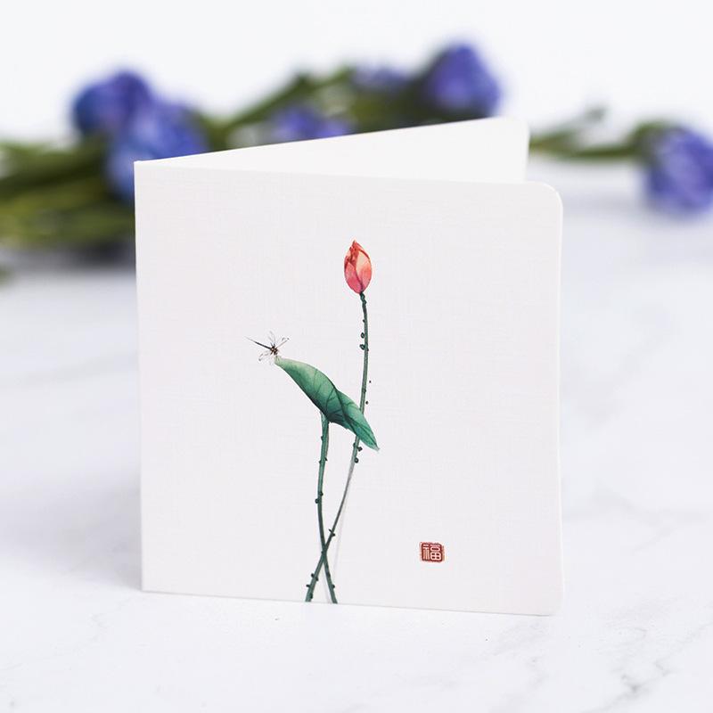 10pcs Chinese Style Flower and Bird Greeting Card Christmas Baking Fresh Flower Shop Birthday Gift Thank You and Wishing Card