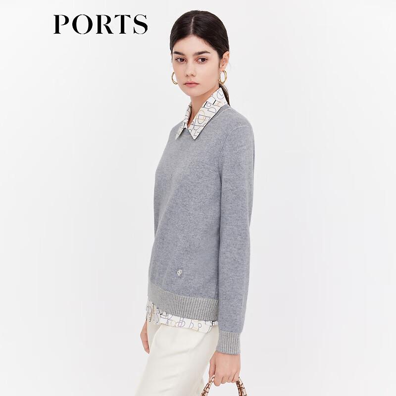 PORTS Women's Wool Cashmere Long Sleeve Round Neck Pullover