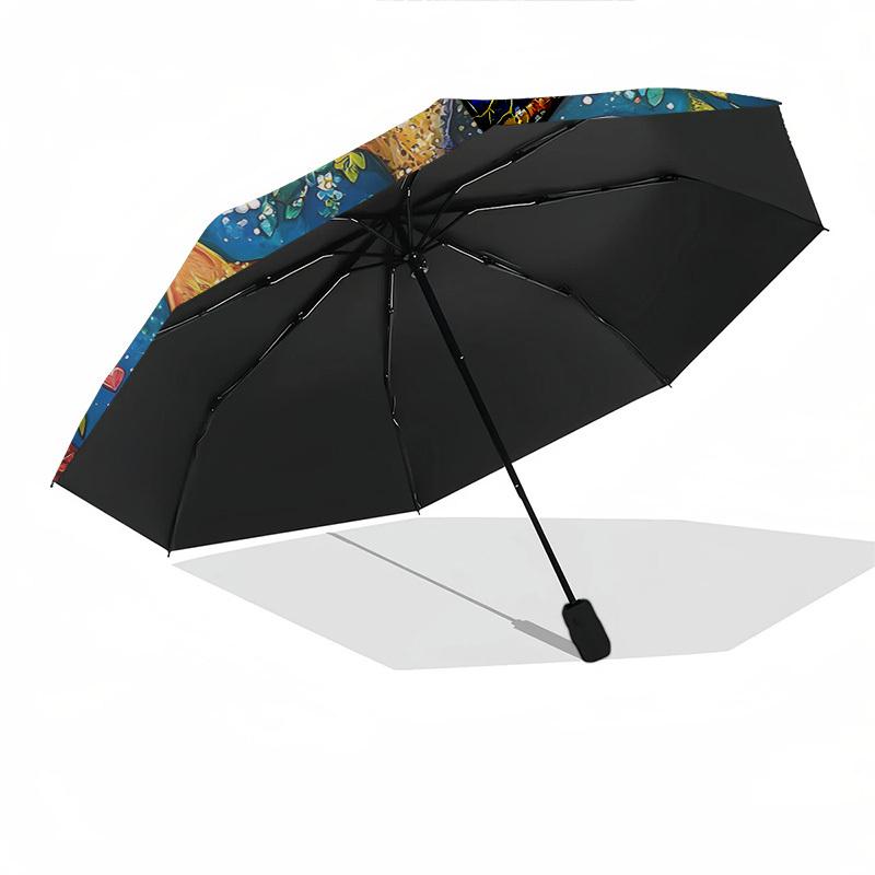 1pc Auto-Folding Umbrella with 3-Fold Design, 8-Bone Iron Frame, Perfect for Festivals, Travel, Daily Use, and Gifts!B052
