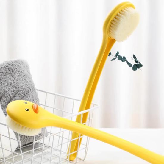 2Pcs Bath Brush Duck Design Gentle Exfoliation Deep Cleansing Bath Brush with Long Handle Ergonomic Grip Back Scrubber