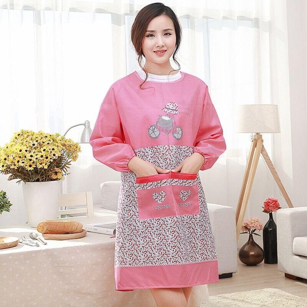 Anti-Dust Long Sleeves Cooking Apron Waterproof Cooking  Cover Clothing Kitchen Apron  Women's