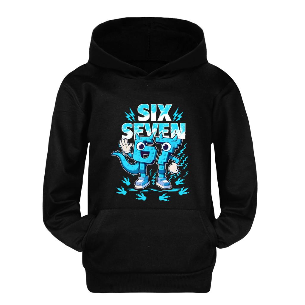 5192 Kinder Jungen Mädchen Steal a Brainrot 67 Six Seven Bedruckter Freizeit-Langarm-Hoodie Top