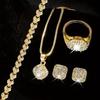 Versatile Jewelry Set: Rhinestone Earrings, Ring, Bride's Three-Piece Fashion Set