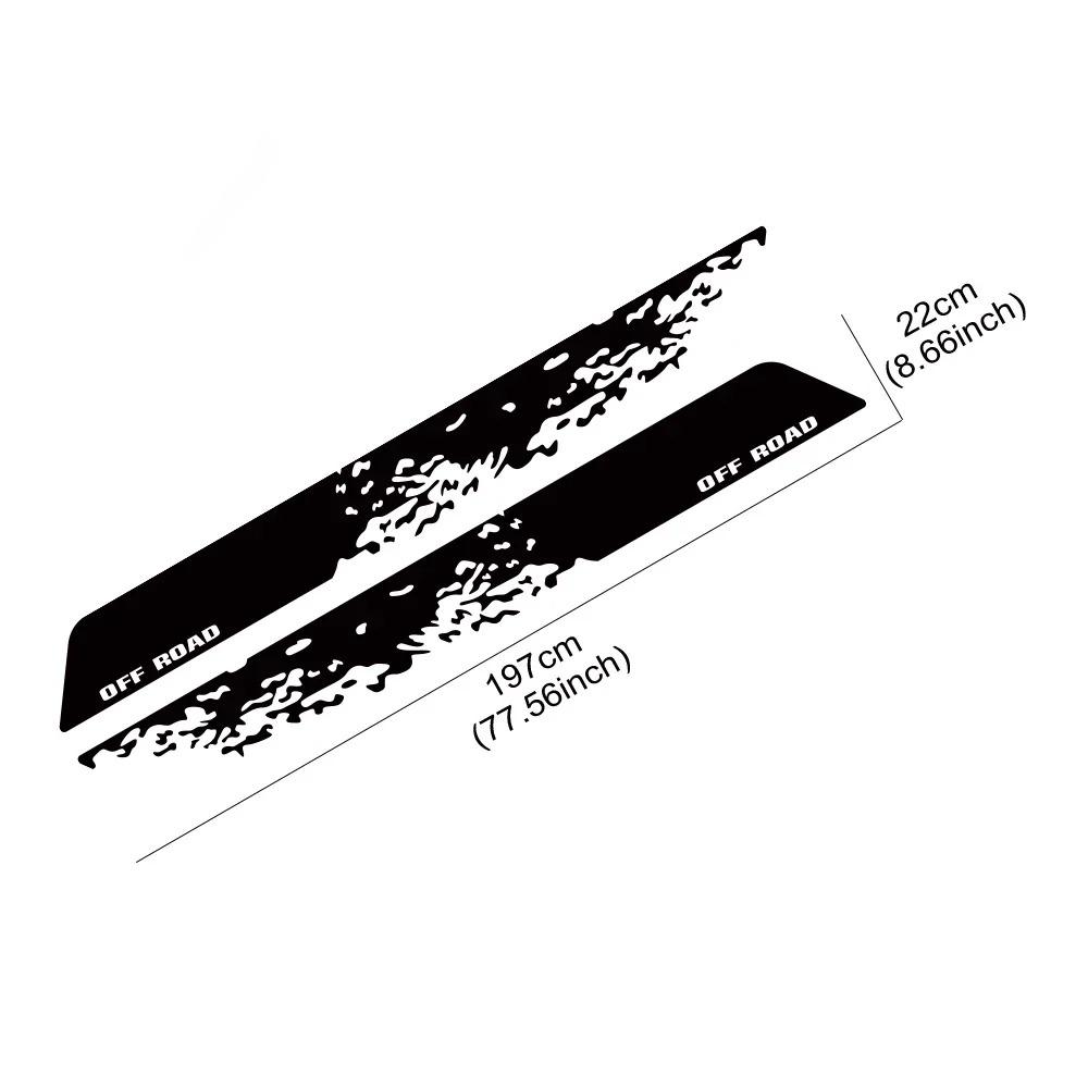 197x22cm 2PCS OFF RAOD Sport Stripes Car Body Door Side Decor Sticker For-Toyota TACOMA TRD PRO Racing Accessories Vinyl Decals
