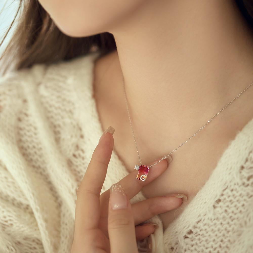 Collier Aurora Love en Argent Sterling S925 pour Femme avec Zircon - Design 26 Lettres, Cadeau de Noël Haut de Gamme