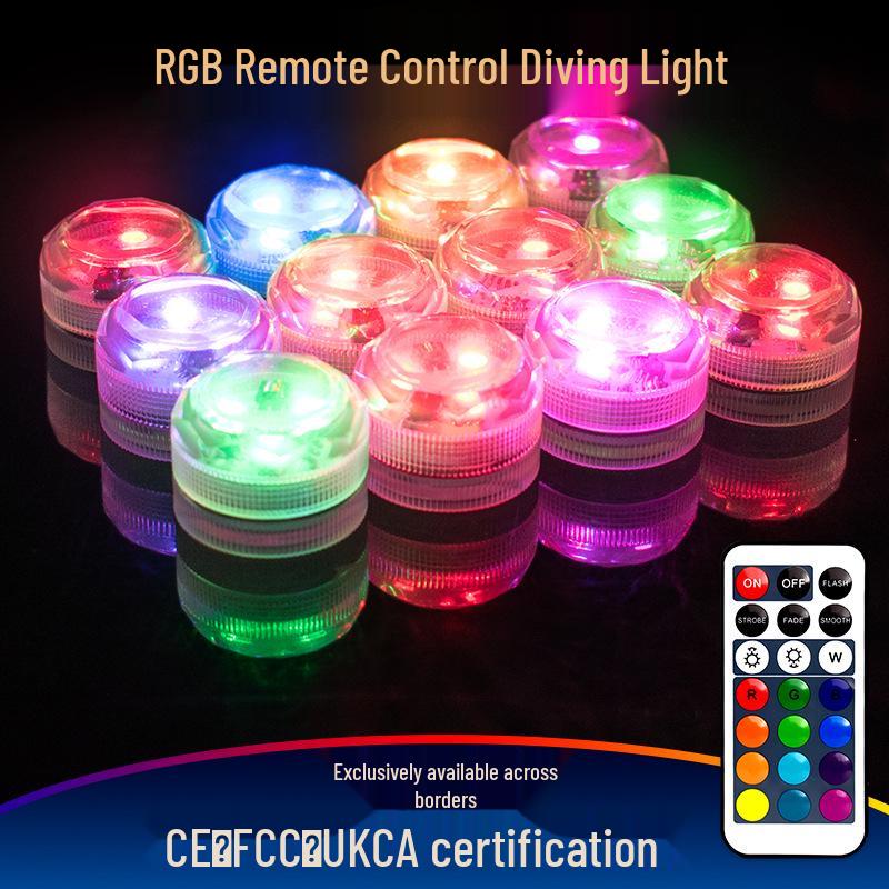 RGB Waterproof LED Fish Tank Light Submersible Candle Pool Light for Festival Decoration Atmosphere.