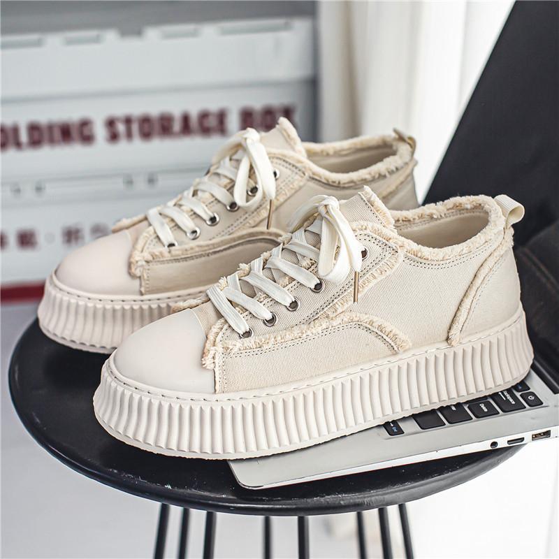 

Men s shoes spring and autumn thick baseplate shoes men s versatile Korean version trendy student muffin shoes canvas shoes Harajuku shoes men s tren 44