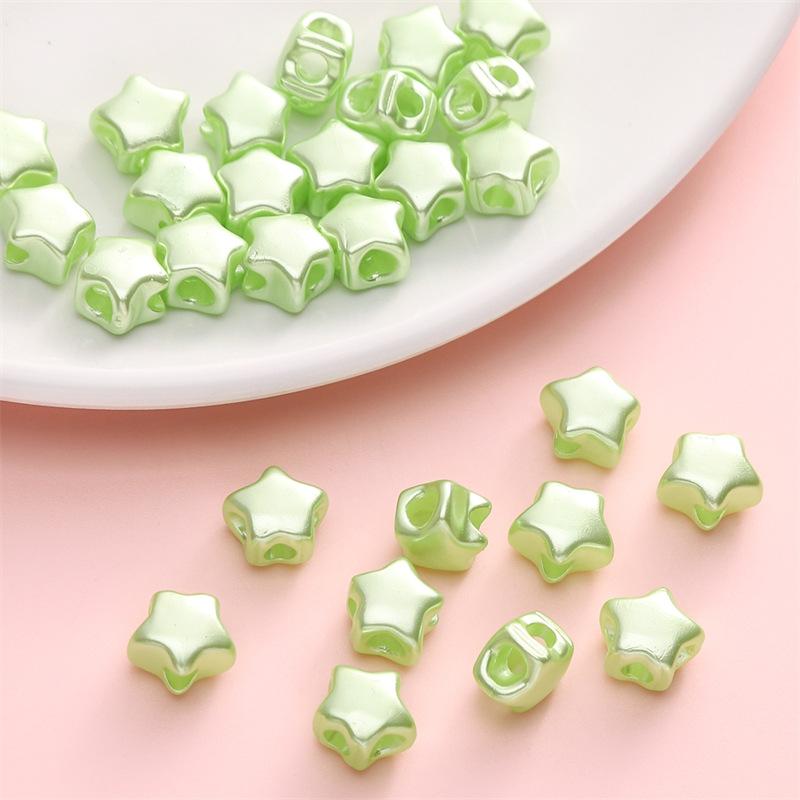 Handmade Beads Acrylic Color Plated Bead Light Pentagram Four-way Beads Loose Beads Handmade Diy Hand String Beads Accessories Materials Accessories