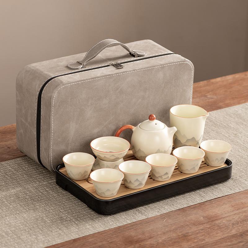 Dragon Egg Teapot Huang Ru Kiln Travel Kung Fu Tea Set Household Portable Teacup Teapot Light Luxury Business Gifts