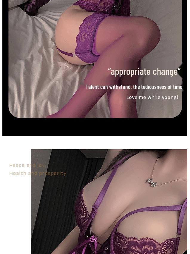 Seductive Purple Lace Underwire Bodysuit Lingerie Set