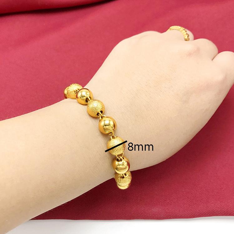 Dubai Jewelry Ladies Fashion Round Bead Braceletsgold PlatedStall Small Jewelry Solid Smooth Frosted Bracelet Source