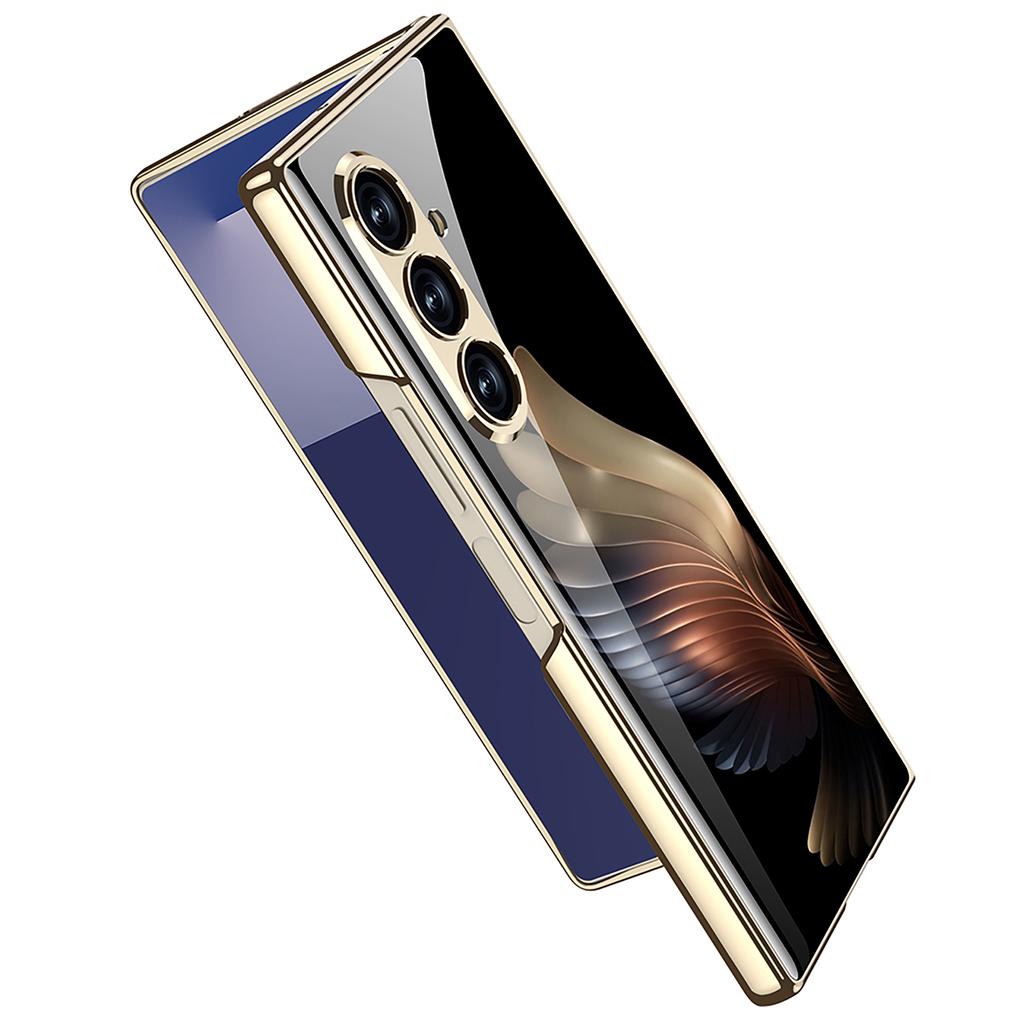 Luxury Plating Painted Glass Case For Samsung Galaxy Z Fold 7 6 5 Higher Lens Protective Plastic Cover For Galaxy Z Fold7 Case