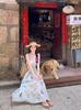 Coffee Break French Gentle Wind Neck Dress Seaside Holiday Design Niche Butterfly Printing Pure Desire Beach Dress
