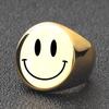 Round Smiley Face Fashion Ring - 22MM Laser Engraved Stainless Steel